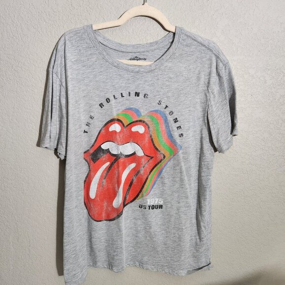 Rolling Stones Shirt Womens Large 12-14 Band Rock Graphic Tee Vintage Style - Picture 1 of 10
